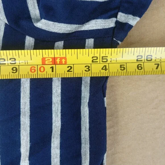 Weekend Suzanne Betro navy blue stripes open bow sleeve stretchy top blo… - Picture 14 of 14